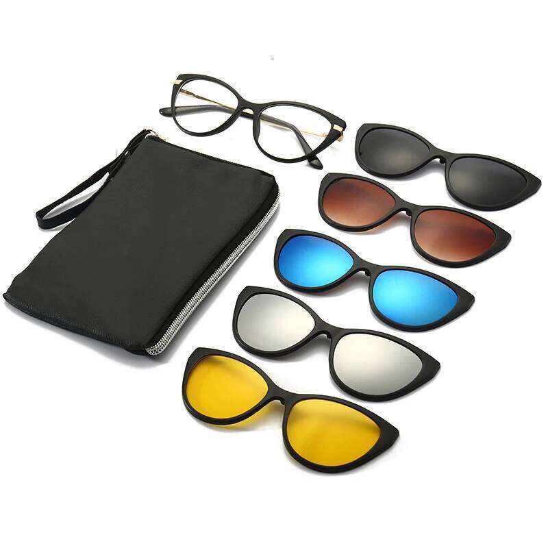 High Quality Anti-Glare Polarized TR90 Sunglasses Women Men 5 in 1 Sets Magnet Sunshade Clip On Sun Glasses Eyeglasses Female H260129