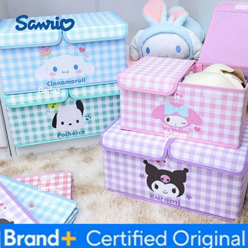Sanrio Kawaii cartoon Hello kittykuromiMy melody dormitory underwear double-cover partition storage box wardrobe foldable H260129 H260129