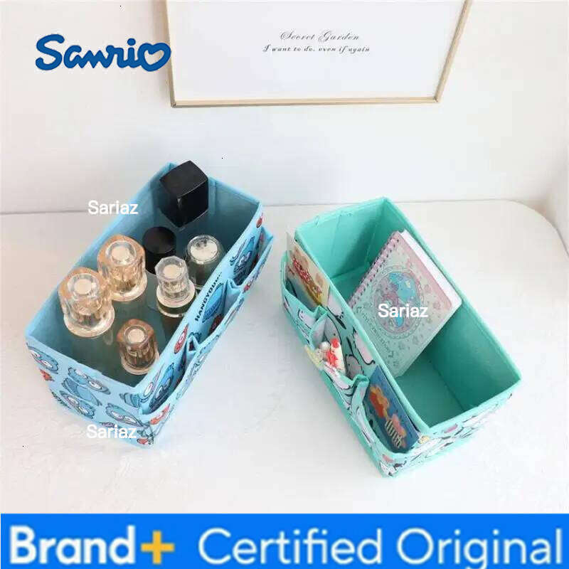 Sanrio New Kawaii Hello Kitty Box Kuromi My Melody Cinnamoroll Hangyodon Cartoon Large Capacity Foldable Desktop Storage H260129 H260129