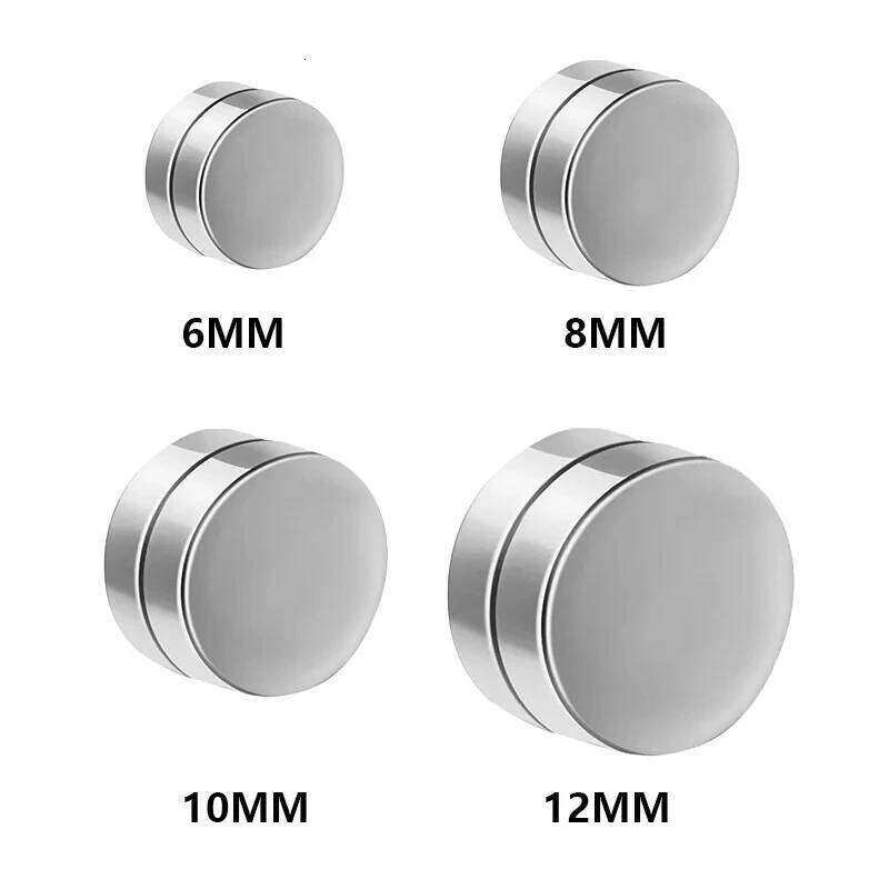 6mm/8mm/10mm/12mm Round Circle Strong Magnet Magnetic Mens Ear Clip Non Piercing Fake Earrings Jewelry 26W0129