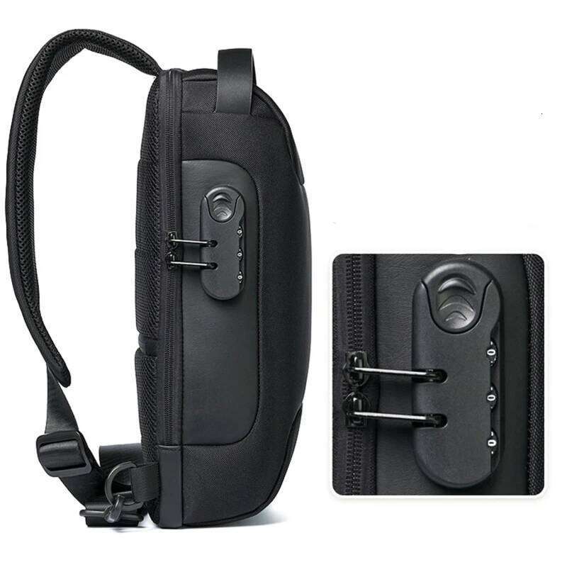 Men'S Usb Crossbody Anti-Theft Shoulder Bags Waterproof Oxford Waist Bag Multifunction Short Travel Messenger Chest Pack