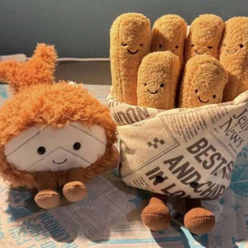 new boxed french fry figurine simulation filled plush toy cartoon anime cute children's birthday gift fun doll Y260128
