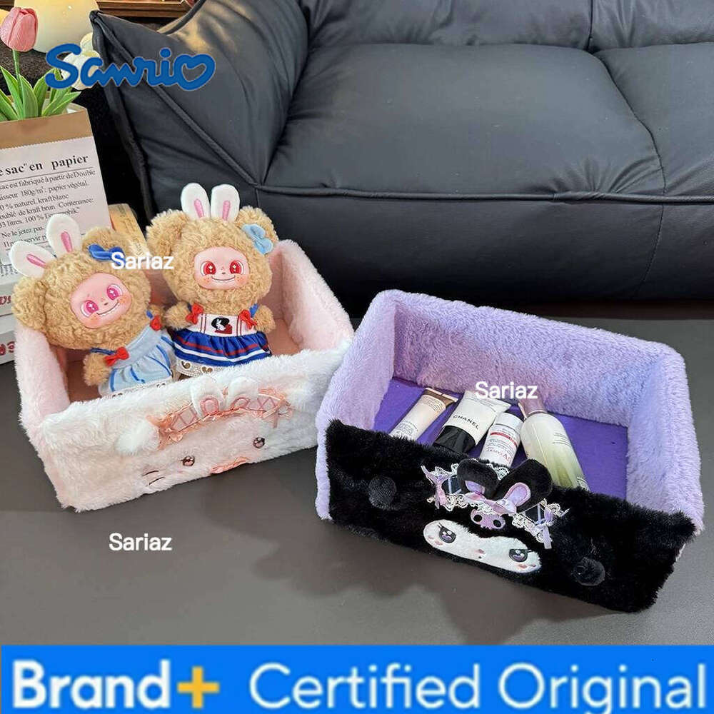 Sanrio Plush My Melody HelloKitty Cinnamoroll Baskets for Multifunctional Storage Box Desktop Decorative H260129
