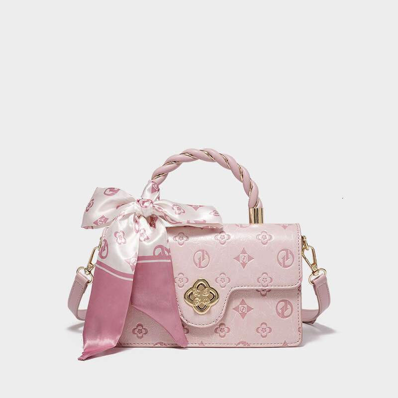 handbag womens Elegant Embossed Pattern Small Square Bag luxury Flap Ribbon Top-handle Bag bags pink ladies crossbody White Black Clutch 9a