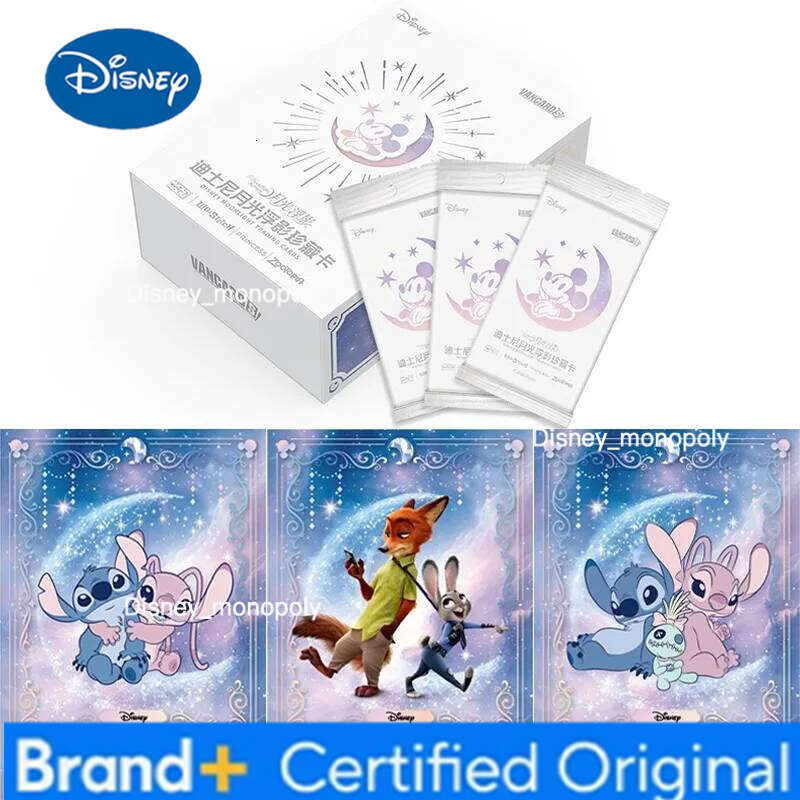 Disney Genuine Light Floating Shadow Art Card Moonlight Theme Series Mickey Mouse Animation Peripheral Collection Cards Toy Gift H260129
