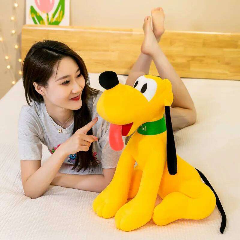 1pc 28cm/11.02in Cartoon shape little yellow dog doll plush toy wholesale cute pluto big ear pillow scissor machine gift Y260128