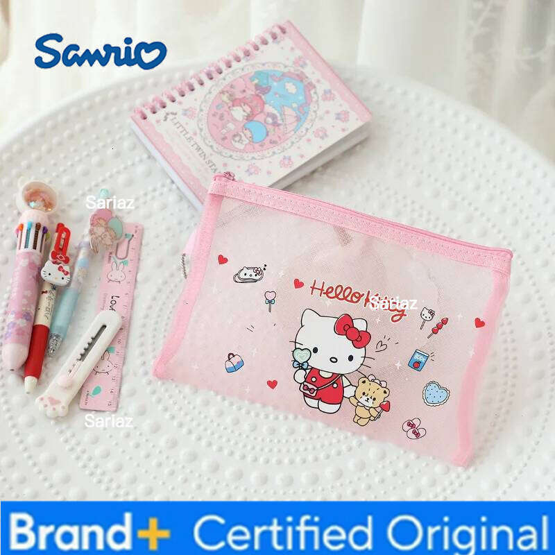 Sanrio Hello Kitty Case MyMelody Kuromi Transparent Pencil Storage Bag Student Stationery Organizer Pouch School Office Supplies H260129