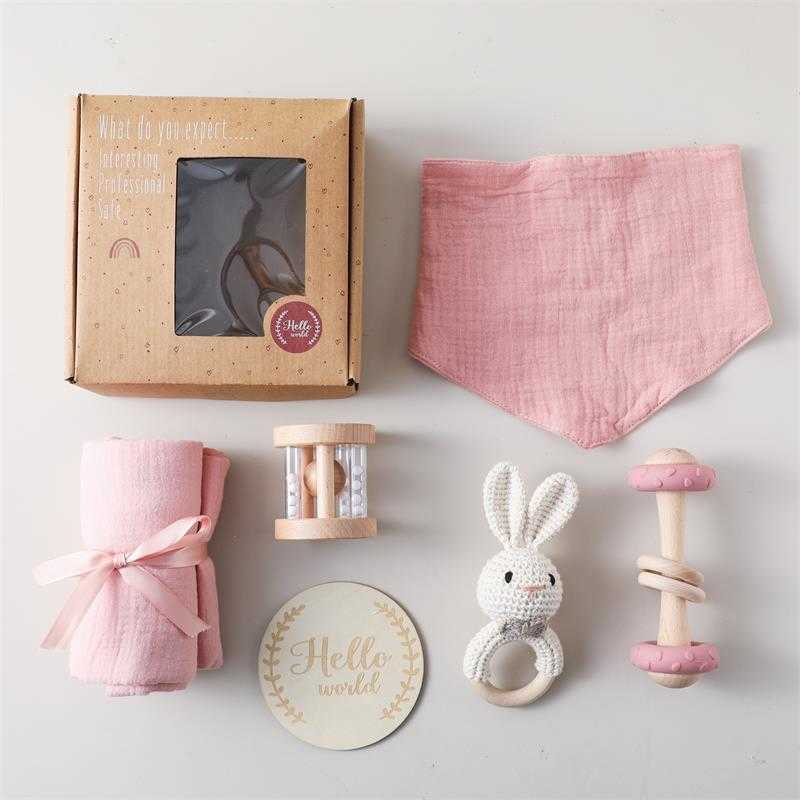 Newborn baby enlightenment teething bell soothing towel, bath towel grip training, animal crochet hook bell soothing set Q260129