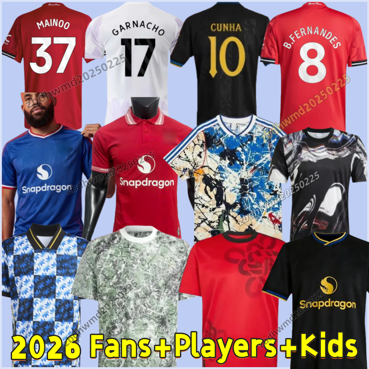 2026 27 Manchester Stone Roses football jersey SESKO MBEUMO CUNHA football shirts B. FERNANES DE LIGT HOJLUND MAINOO MOUNT Maillot de football MARTINEZ men kids kits