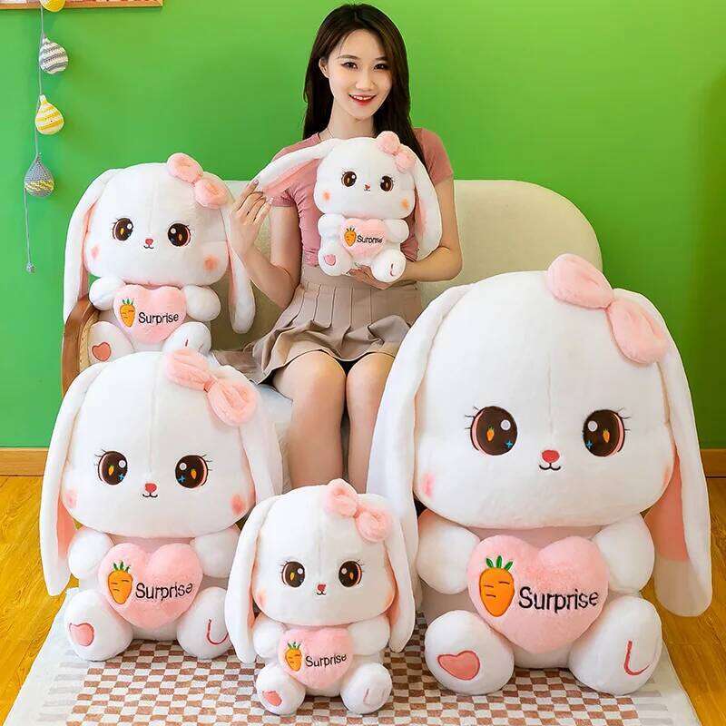 lop long ear rabbit plush toy queen size bed sleeping pillow female cute rag doll Y260128