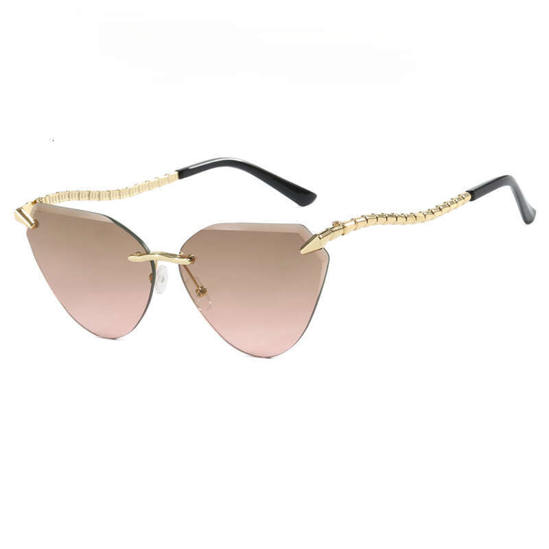 Fashion Snake Sunglasses Leg Rimless Cut Edge Cat 1 Eye European American Style for Driving Outdoor Unisex Gift High Quality Texture