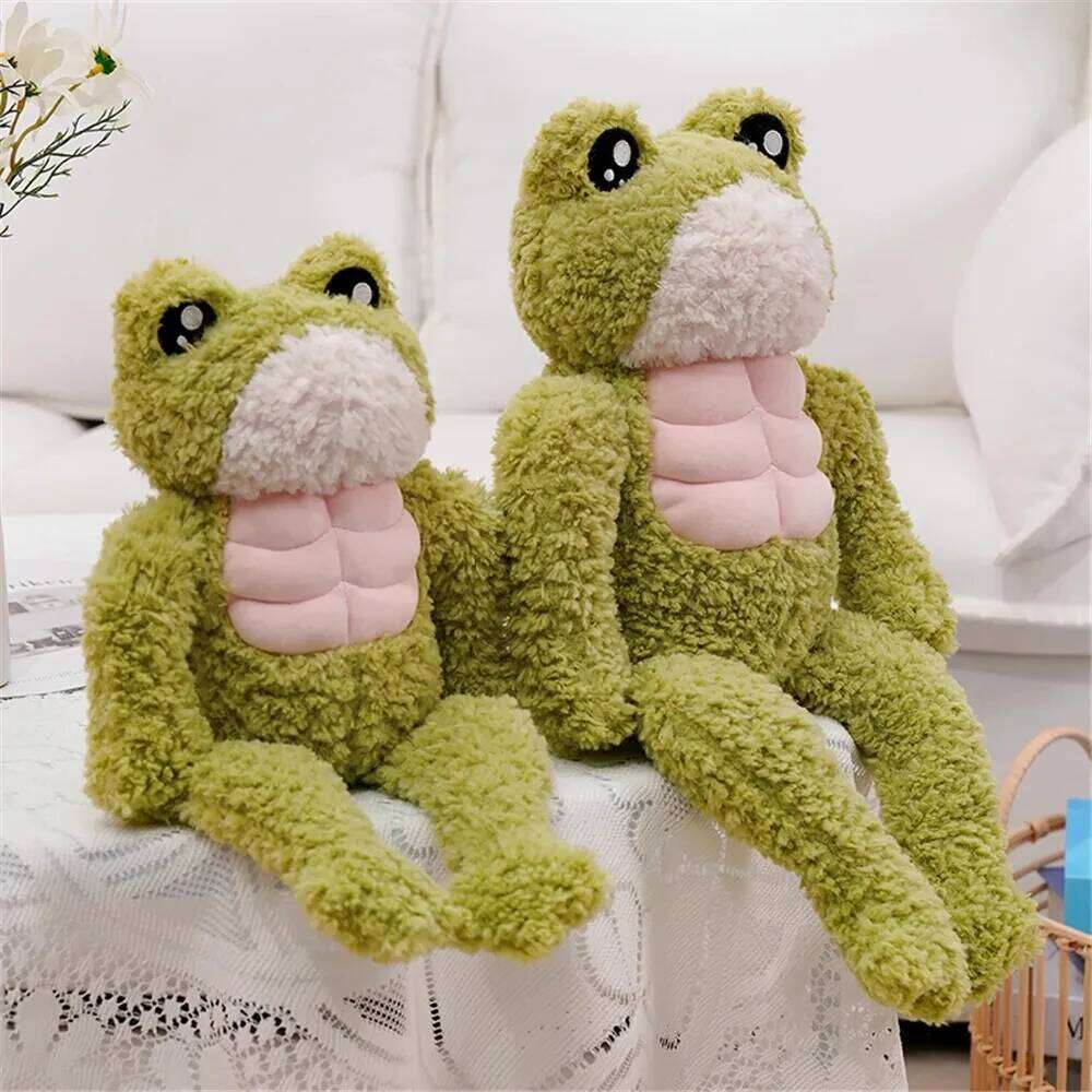 35cm Creative Strong Plush Toy Stuffed Animal Kawaii Soft Muscle Frog Doll Cute Plushies Christmas Gift for Child Kids Y260128