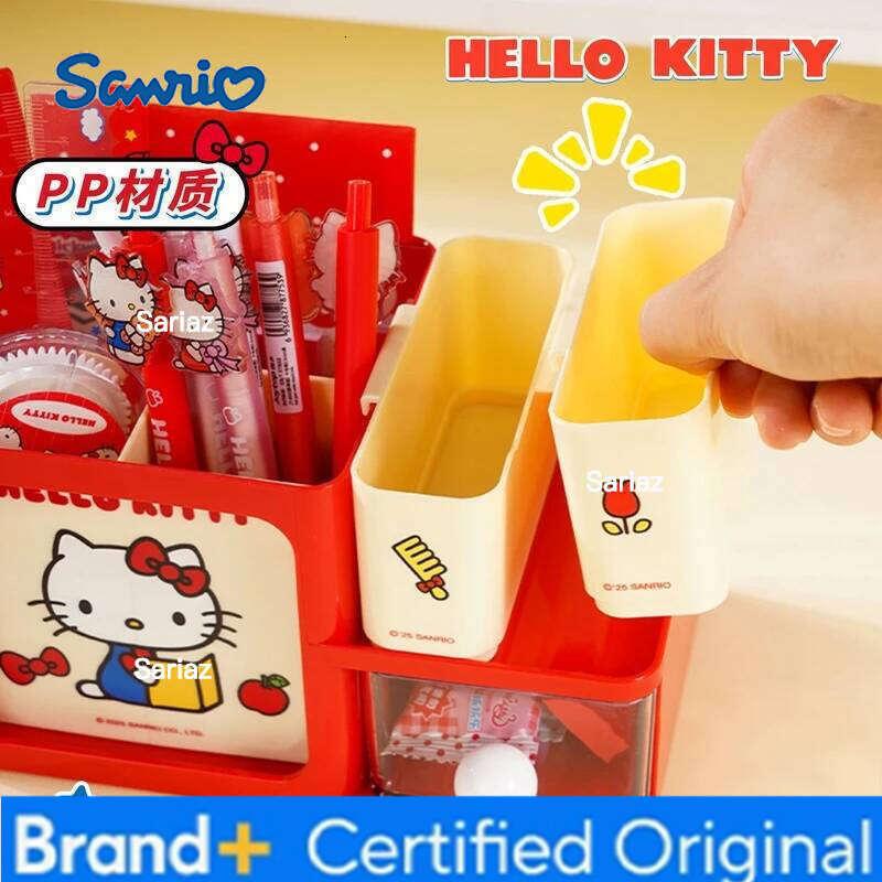 Sanrio Anime Hello Kitty Large Capacity Stationery Storage Box Kawaii Multifunctional Makeup Brush Lipstick Organizer Holiday Gift H260129 H260129