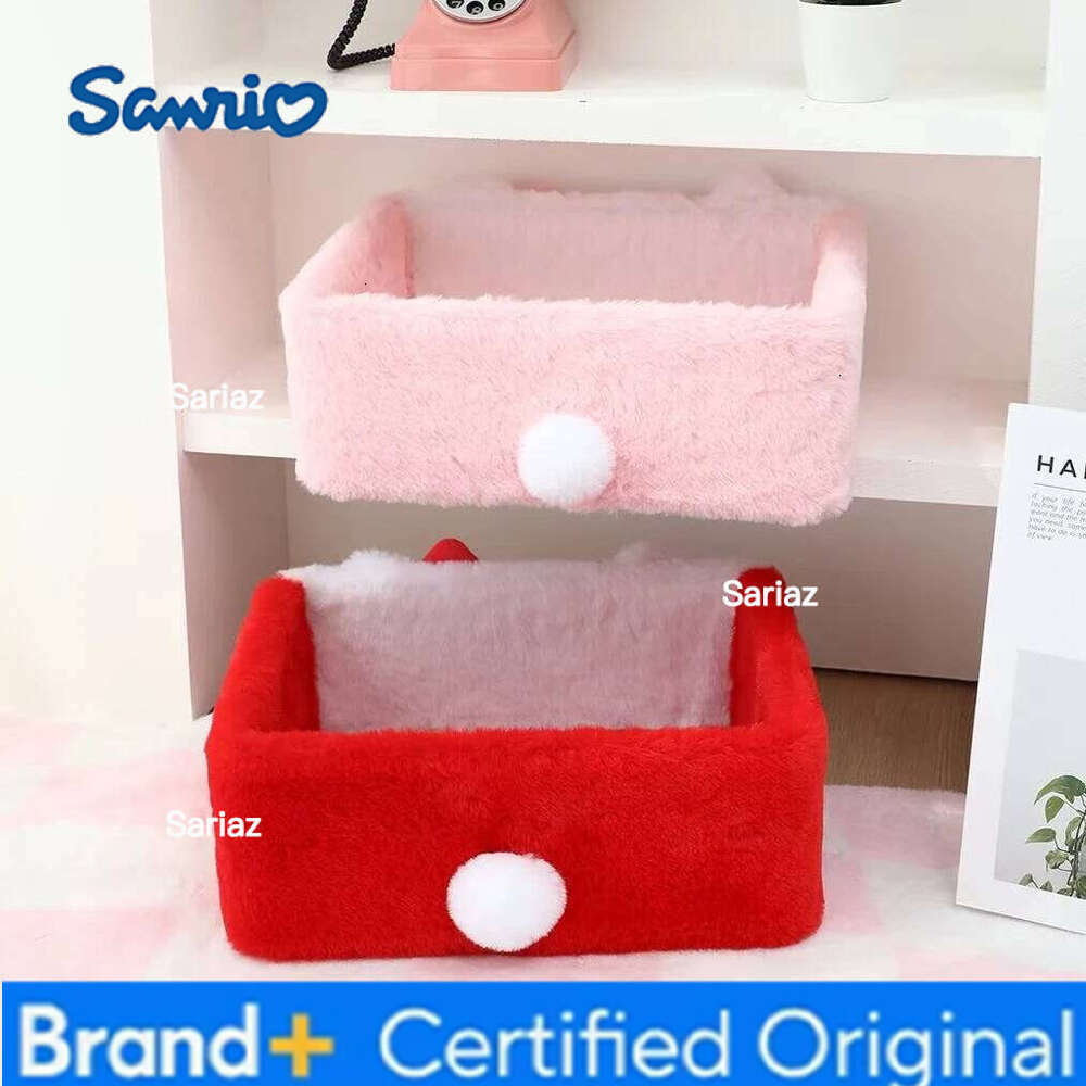 Sanrio Cartoon Hello Kitty Desktop Cosmetics Snacks Key Basket Miscellaneous Storage Box Cute H260129
