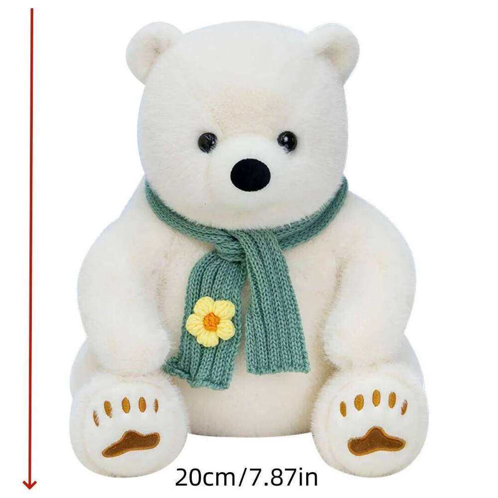 1pc 20cm/7.87inCute scarf polar bear plush holiday toy doll genuine birthday gift Y260128