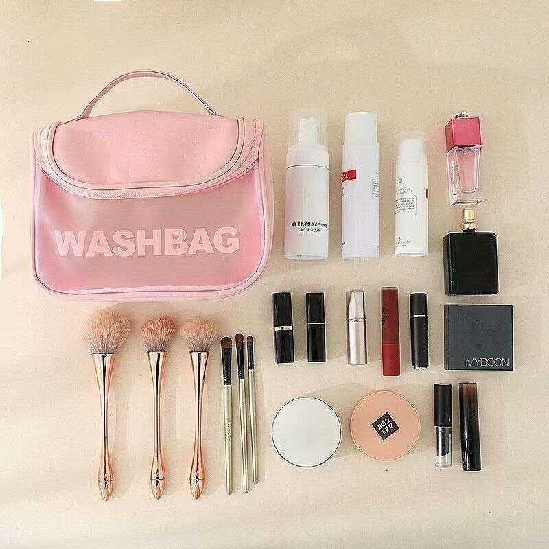 Waterproof New Large Capacity Transparent Wash Handheld Portable Cosmetic Travel Storage Bag