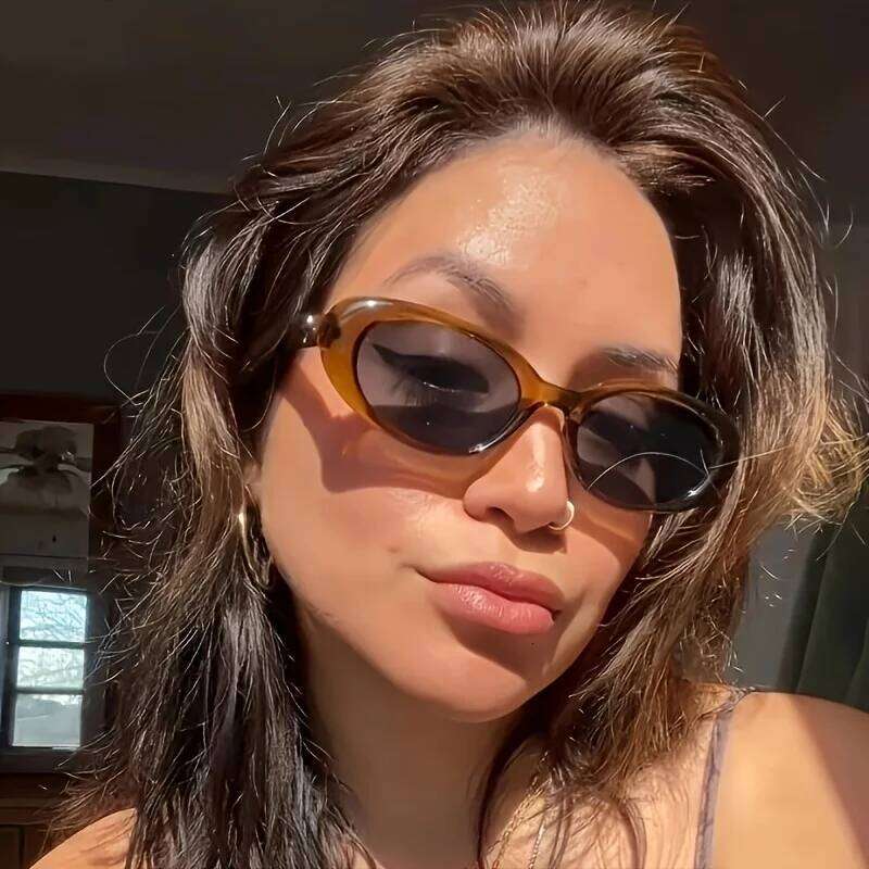 Oval Fashion Sunglasses Women Female Cool Sexy Vintage Small Glasses, For Party, Vacation, Hike H260129