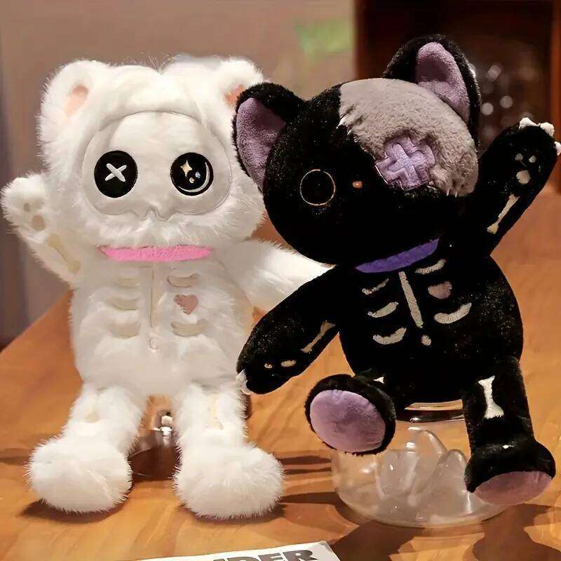 35cm 2 Colors Toys Unique Stuffed Animals Skeleton Cat Plush Doll Eid Mubarak Halloween Gifts Y260128
