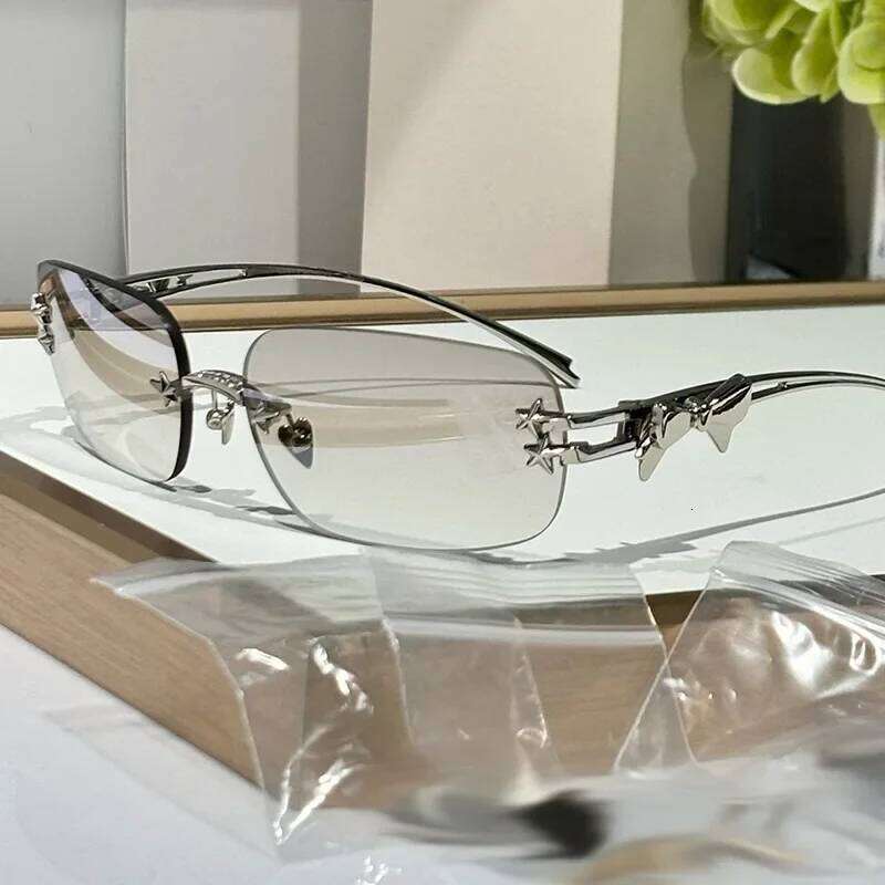 Ins New Fashion Y2k Rimless Sunglasses Women Luxury Brand Square Sun Glasses Personality Punk Eyeglasses Female Eyewear H260129