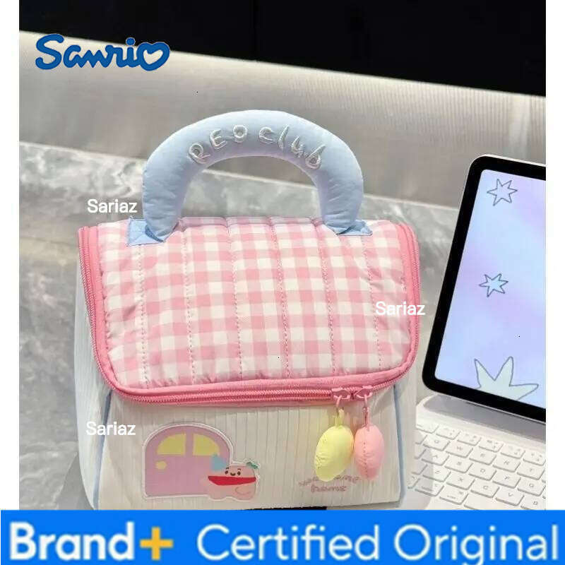 Sanrio Cute Hello Kitty Little House Makeup for Women Large Capacity Portable Travel Toiletries Hand-held Compartment Storage Bag H260129 H260129