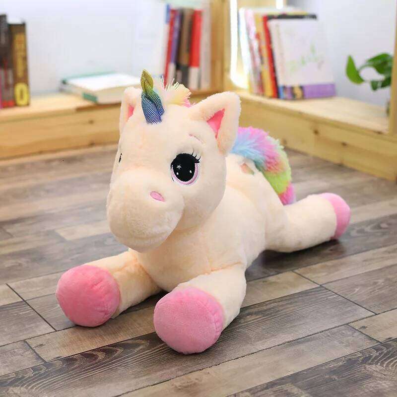 1pc 40cm/15.74in Lying Unicorn Doll Lucky Star Little Pegasus Plush Toy Hug Rainbow Horse Birthday Gift Y260128