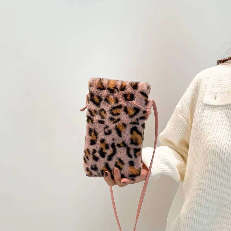 Fashion Women Cow Print Mini Shoulder Female Winter Plush Underarm Leopard Zebra Pattern Fluffy Tote Bags Small Purses