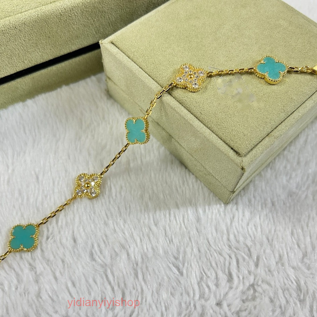 Designer Jewelry Vanly Cleef braclet V Five-Flower Tianhe Stone Interlaced Diamond Bracelet Feel