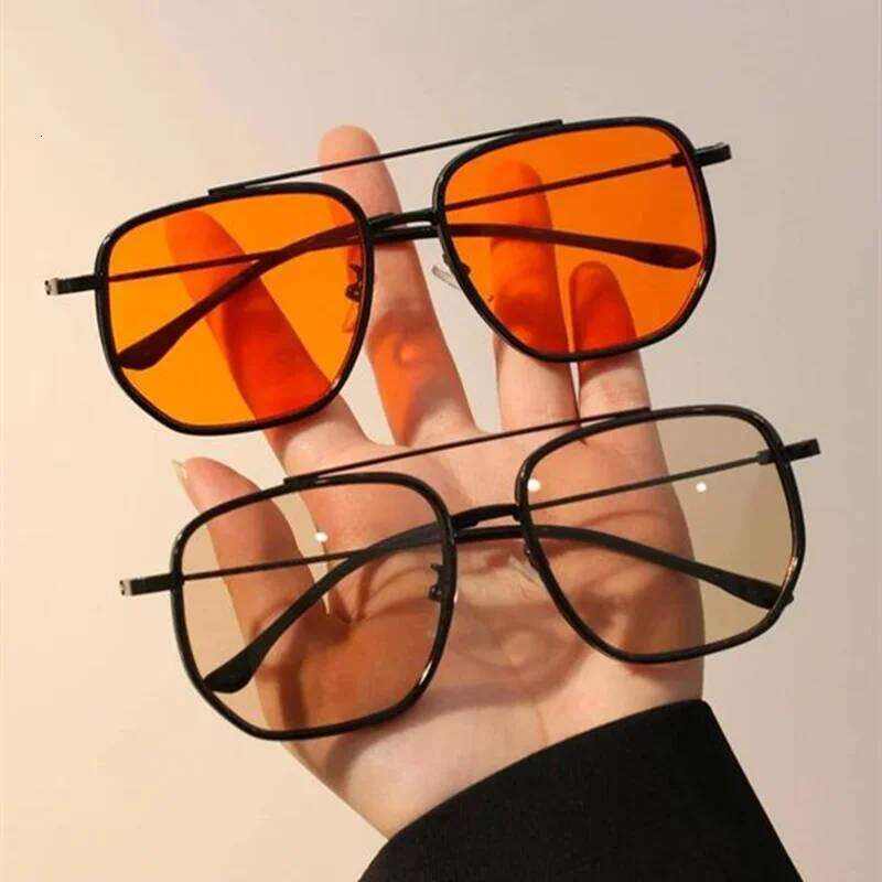 Fashion Men Metal Sunglasses Luxury Brand Square Double Bridges Sun Glasses For Women Summer Outdoor Eyeglasses UV400 H260129