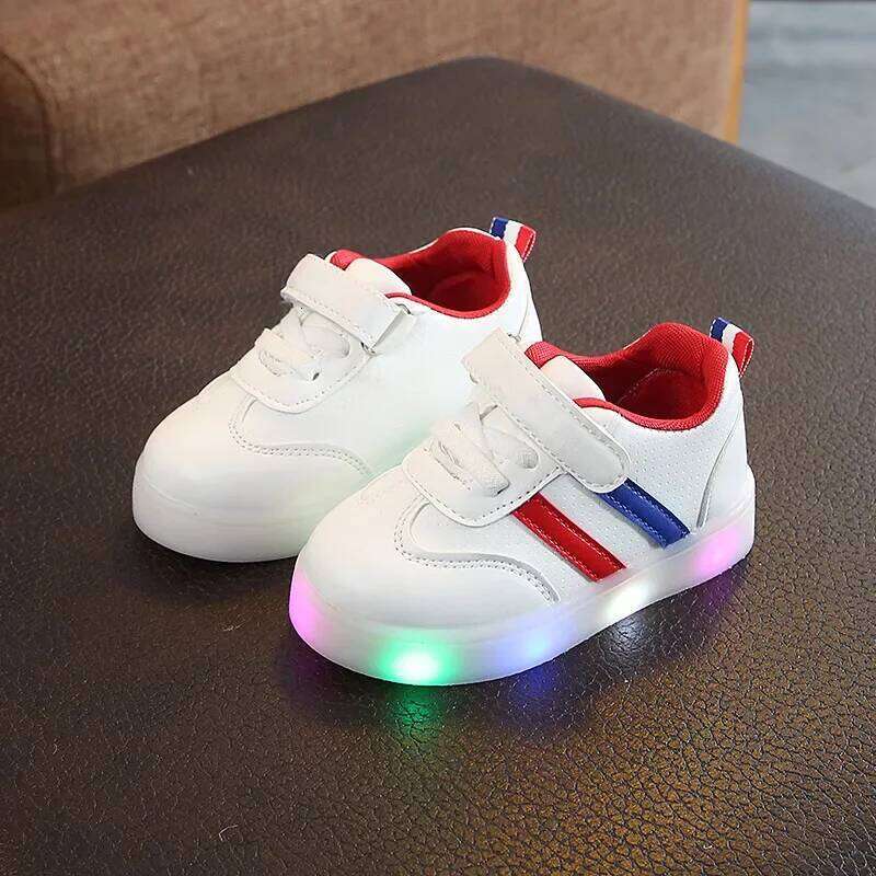 Trendy Child Sneakers Light Up Simple Versatile Comfort Boy Shoe Anti Slip New Autumn Girl Sneaker Daily Casual Shoes Y260128