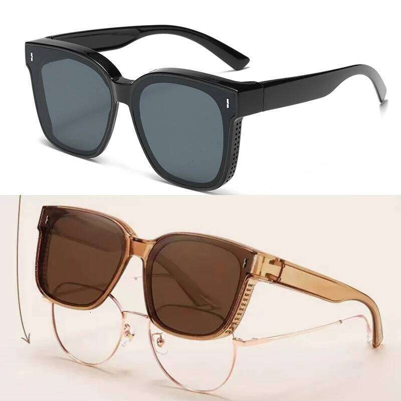Fashion Square Polarized Sunglasses Cover Over Myopia Prescription Glasses Portable Men Women Vintage Fishing Driving Eyewear H260129