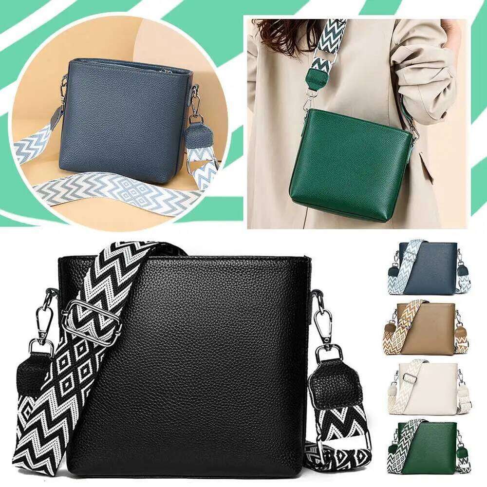 Genuine Leather Designer Tote Soft Casual Shoulder with Guitar Strap Vintage Bucket Bag Satchel Purse