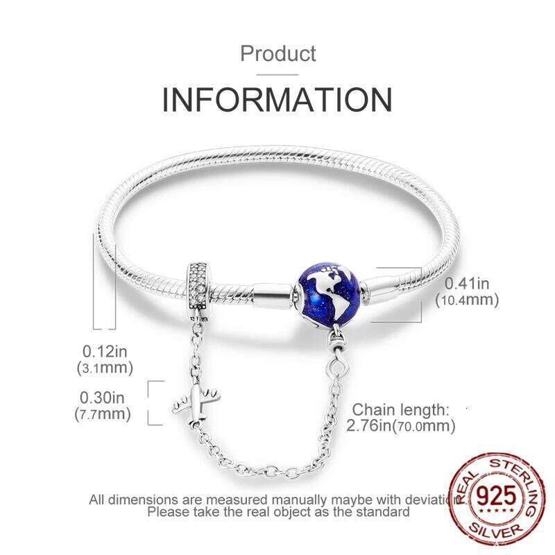 925 Sterling Silver Original 17-20CM Stars Shell Safety Chain Zircon Bracelet For Women's Charms DIY Beads Jewelry Gift H260129