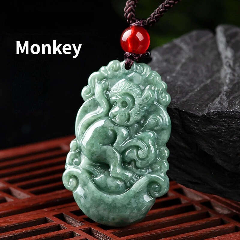 Natural A Goods Jadeite Twelve Chinese Zodiac Rat Tiger Pendant Hand-carved Custom Mascot Jewelry Jade Necklace Gift