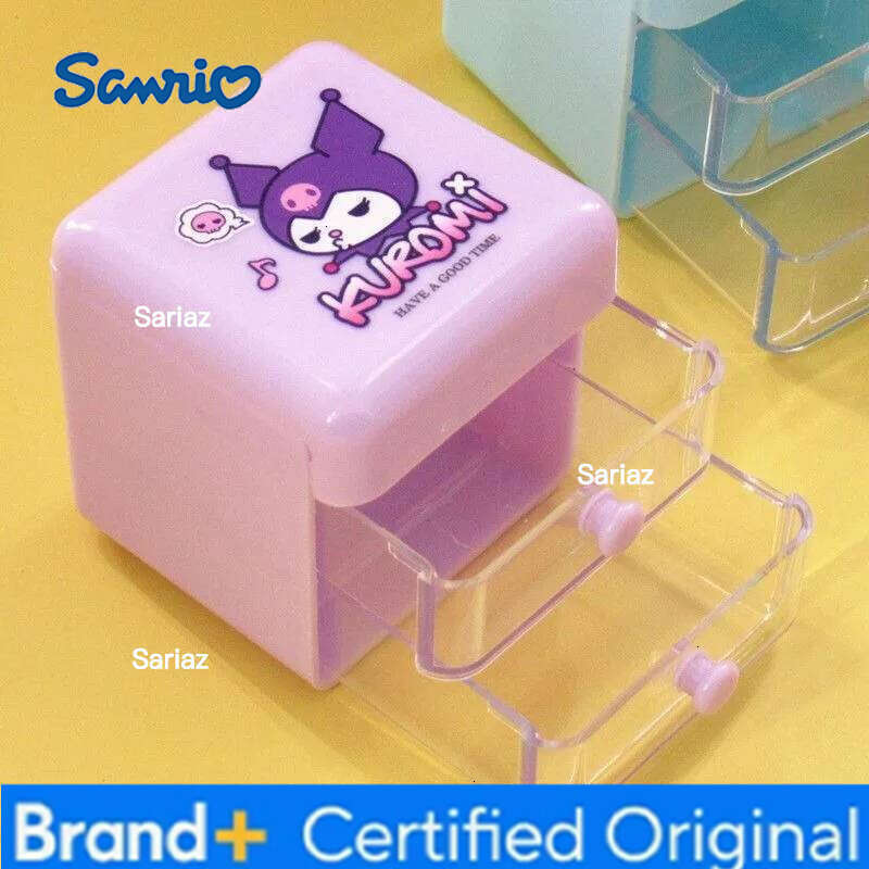 Sanrio Hello Kitty Cinnamoroll Kuromi Creative Cute Double Layer Mini Drawer Storage Cartoon Simple Accessories Jewelry Box H260129 H260129