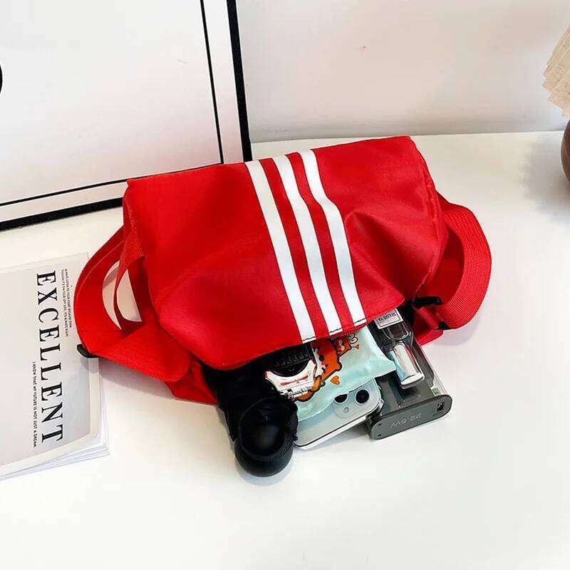 Large Capacity Striped Nylon Pillow Casual Sports Single Shoulder Crossbody Bag XJ260129