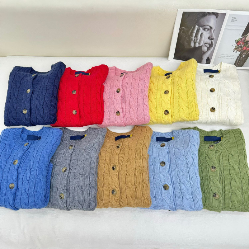designer sweater women polo sweater designer cardigan sweater cotton fabric classic old money style wholesale price polo sweater cardigan women