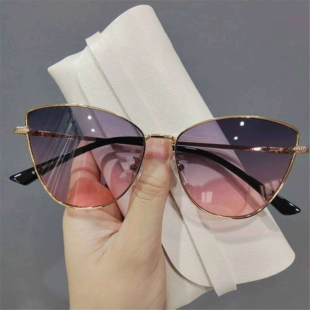 Vintage Cat Eye Sunglasses 2024 Hot Fashion Women Trending Metal Frame Eyewear Popular Shades for Lady UV400 H260129