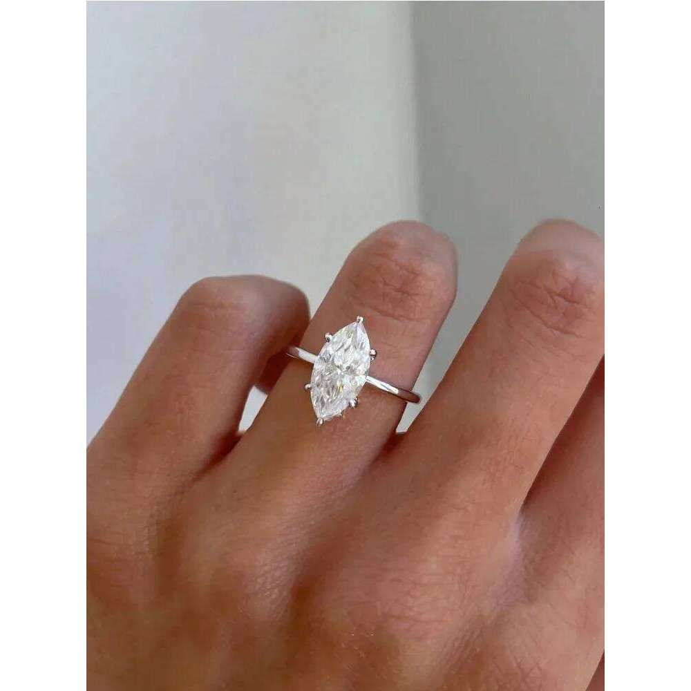 GRA Luxury Fashion 1-2CT Real Marquise Moissanite Diamond Wedding Engagement Rings for Women 925 Sterling Silver Fine Jewelry C260129