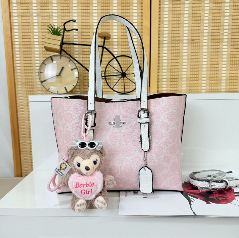 COOACCH Tote bag designer bag handbag fashionable women's canvas leather hand-held large capacity shopping bag letter design lazy zipper design computer bag a3