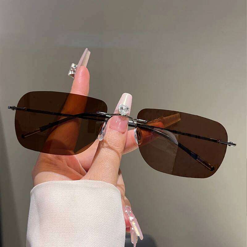 KAMMPT Vintage Rimless Sunglasses Men Fashion 2025 New Outdoor Dark Shades Women Trendy Luxury Brand Design Decor Sun Glasses H260129