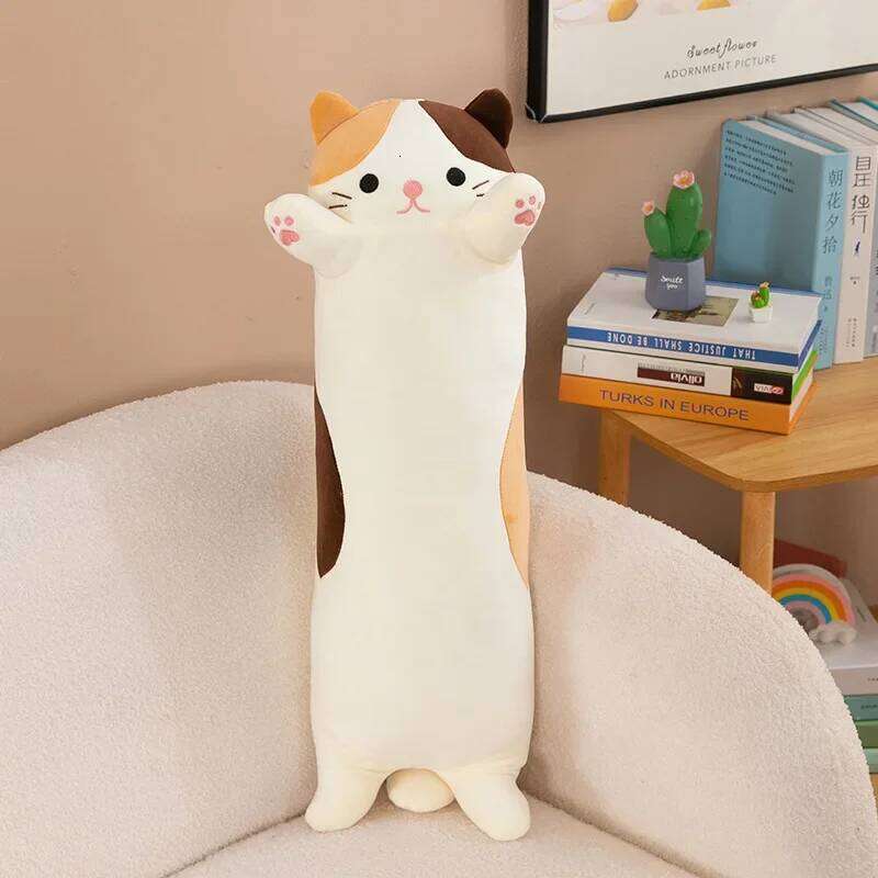 110cm Kawaii Cute Soft Long Cat Toy Office Pillow Cushion Back Bed Decoration Plush Doll Gift for Friends and Lovers Y260128