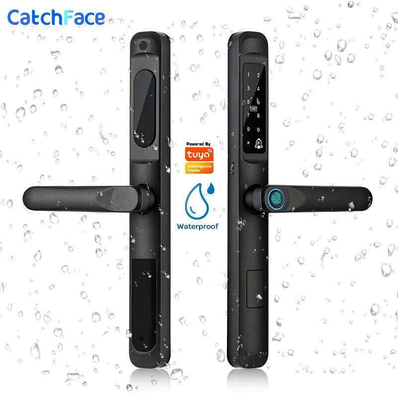 85/92mm Waterproof High-End Outdoor Fingerprint TUYA WIFI APP RFID Card Code Keyless Smart Electronic Door Lock Aluminum Home 26Y0129