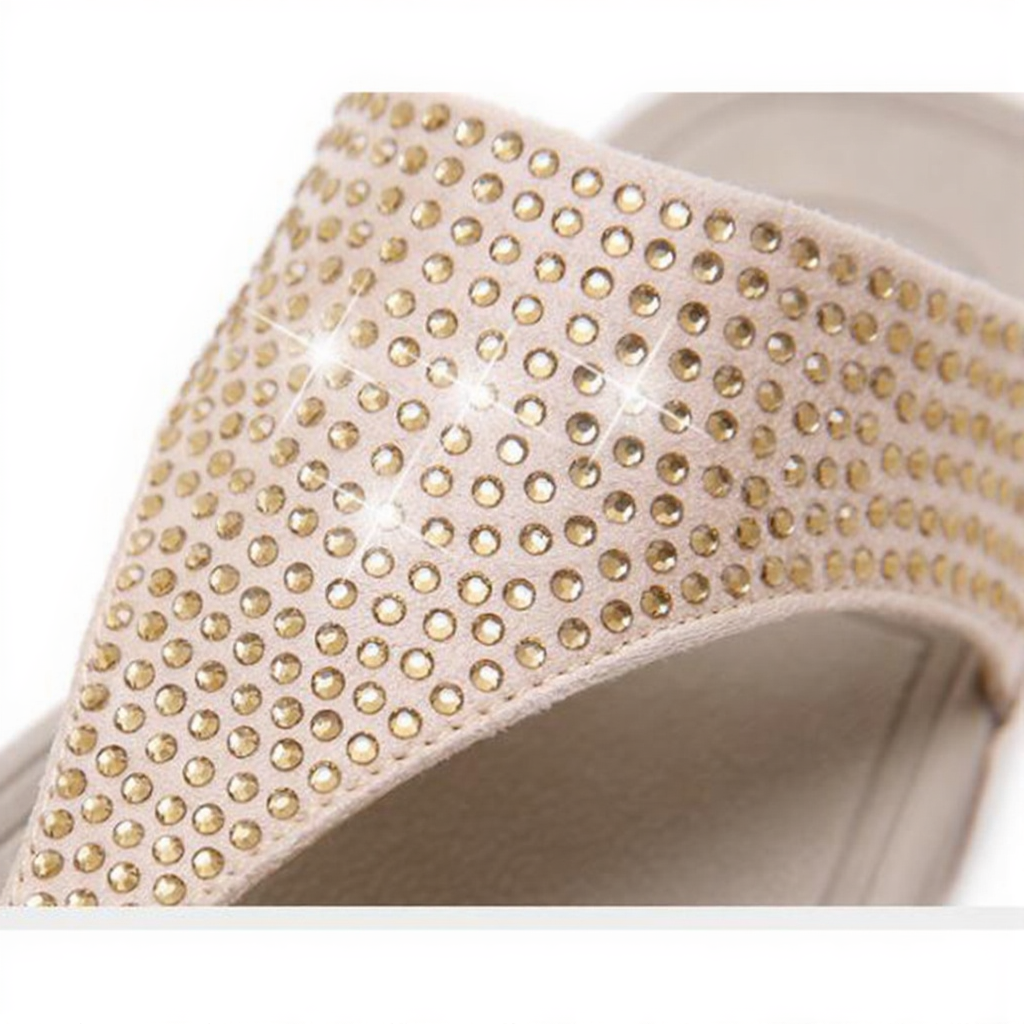 EOFK Rhinestone Summer Women Slippers Flip Flops Crystal Diamond Bling Beach Comfort Casual Fitflop Flat Slides Sandals Woman W220