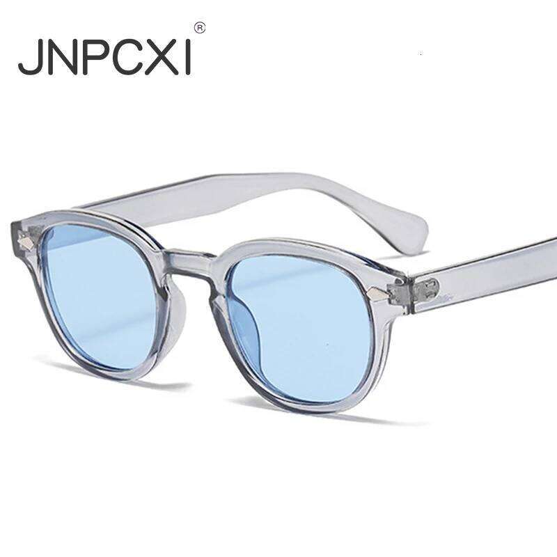 JNPCXI Vintage Round Sunglasses Women Men Retro Rivet Blue Gradient Female Sun Glasses UV400 H260129