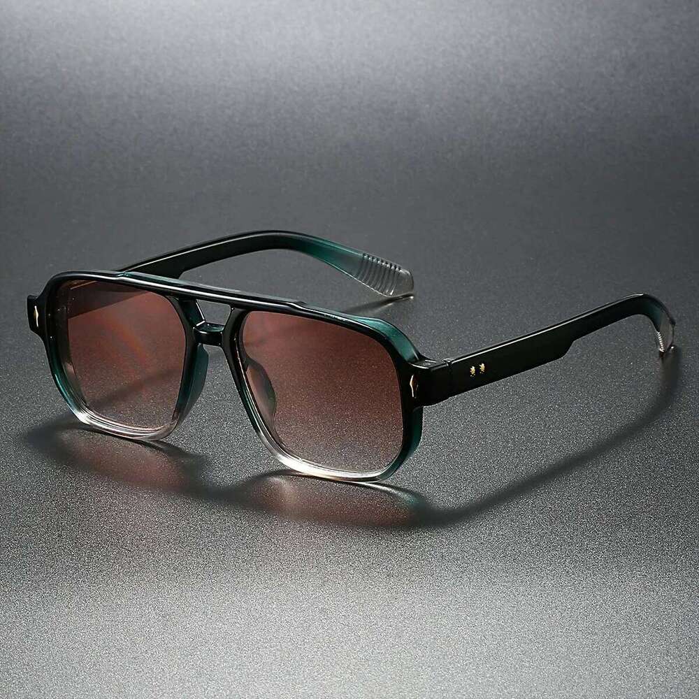 Retro Double Bridge Square Sunglasses For Women Men Fashion Luxury Design Rivets Sun Glasses Trending Shades UV400 Eyeglasse H260129