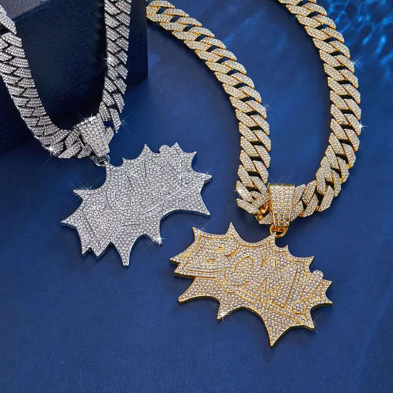 Hip-hop Style Necklace Full Moissanite Diamond Letter Pendant Cuban Ice Out Chain Men's Trendy Jewelry Personality Cool