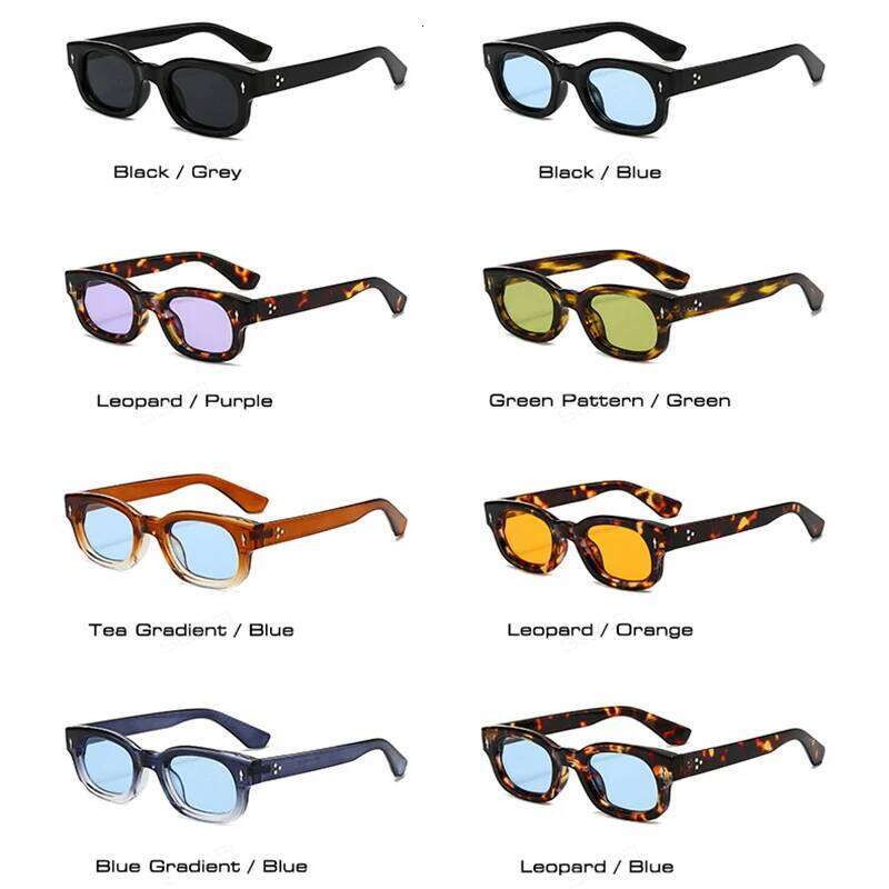 SO&EI Retro Small Square Candy Color Sunglasses Women Fashion Trending Rivets Men Leopard Sun Glasses Shades UV400 H260129