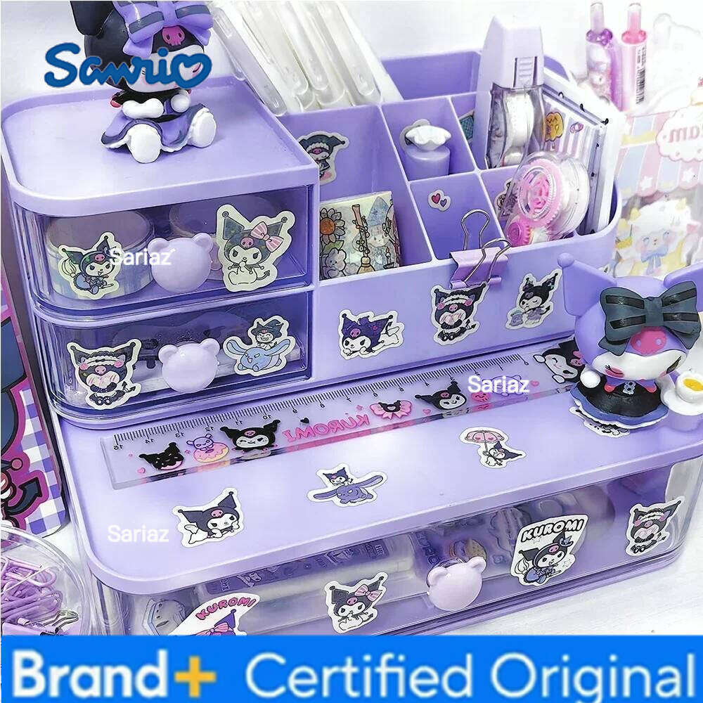 Sanrio Drawer Compartment Desktop Stationery Box Kuromi Melody Hello Kitty Desk Organizer Girls Cosmetics Storage Rack H260129