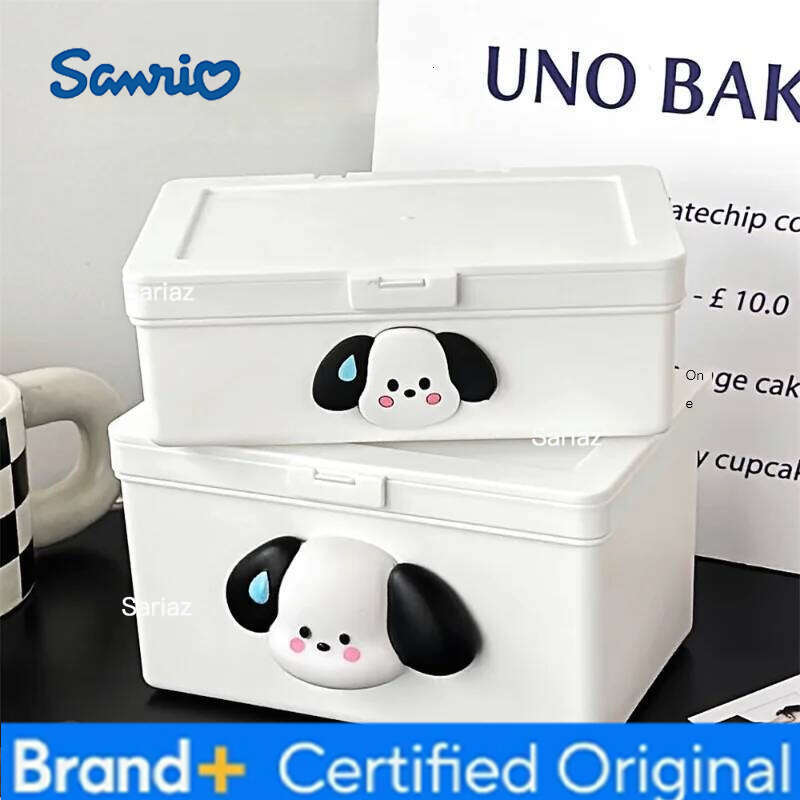 Sanrio White Flip Cover Card Out Hand Account Material Dust-Proof Storage Desktop Stationery Organizing Box H260129