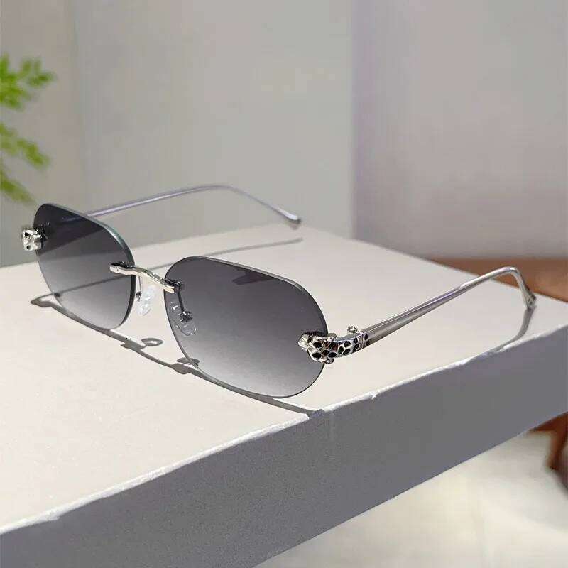 Rimless Oval Sunglasses Men New Fashion Vintage Gradient Casual Shades Women Trendy Luxury Brand Design Decor Sun Glasses H260129